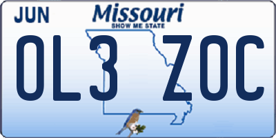 MO license plate OL3Z0C