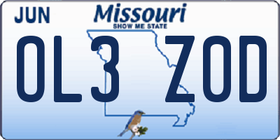 MO license plate OL3Z0D