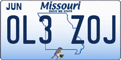 MO license plate OL3Z0J