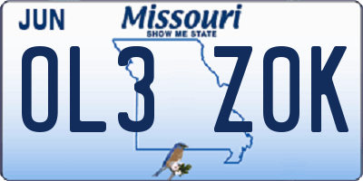 MO license plate OL3Z0K