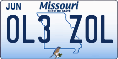 MO license plate OL3Z0L