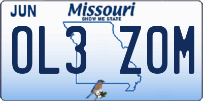 MO license plate OL3Z0M
