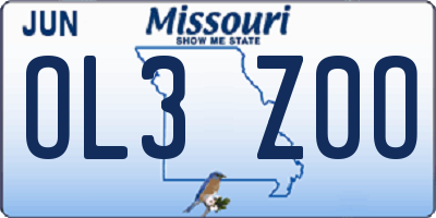 MO license plate OL3Z0O