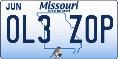MO license plate OL3Z0P