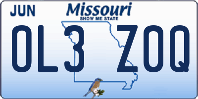 MO license plate OL3Z0Q
