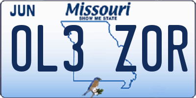 MO license plate OL3Z0R
