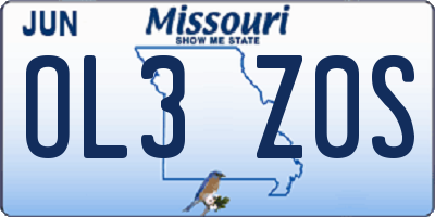 MO license plate OL3Z0S