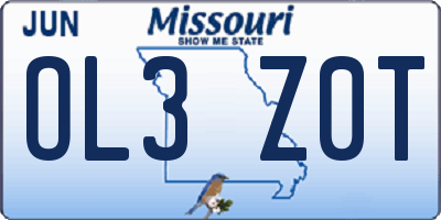 MO license plate OL3Z0T