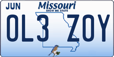 MO license plate OL3Z0Y