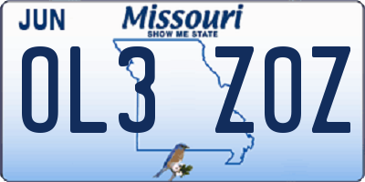 MO license plate OL3Z0Z