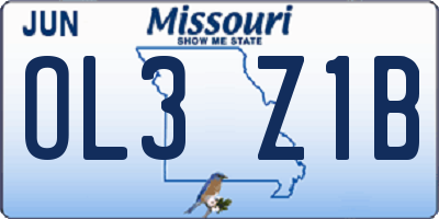 MO license plate OL3Z1B
