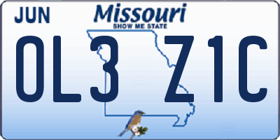 MO license plate OL3Z1C