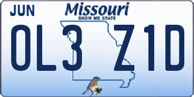 MO license plate OL3Z1D