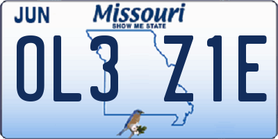 MO license plate OL3Z1E