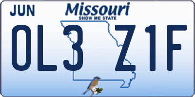 MO license plate OL3Z1F