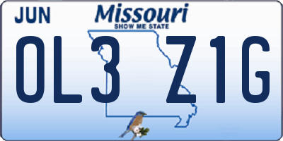 MO license plate OL3Z1G