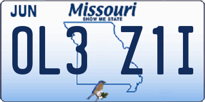 MO license plate OL3Z1I