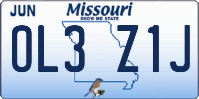 MO license plate OL3Z1J