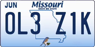 MO license plate OL3Z1K