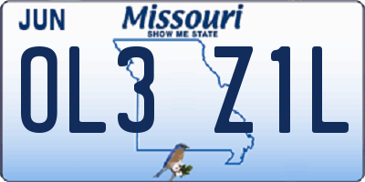 MO license plate OL3Z1L