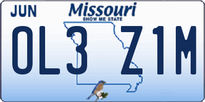 MO license plate OL3Z1M