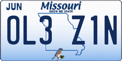 MO license plate OL3Z1N