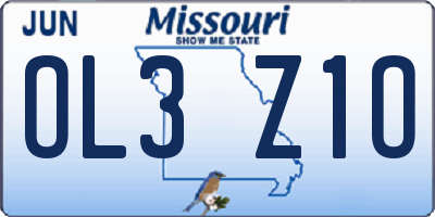 MO license plate OL3Z1O