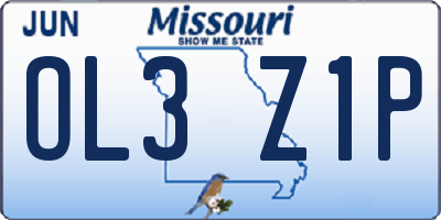 MO license plate OL3Z1P