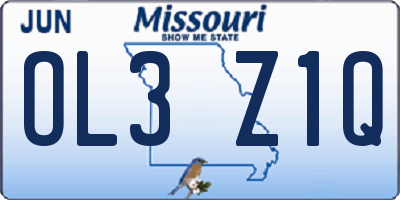 MO license plate OL3Z1Q