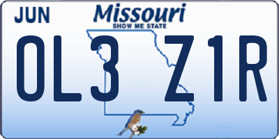 MO license plate OL3Z1R