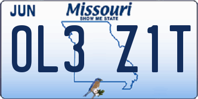 MO license plate OL3Z1T