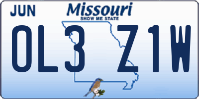 MO license plate OL3Z1W