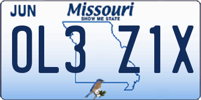 MO license plate OL3Z1X