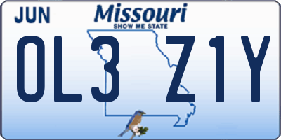 MO license plate OL3Z1Y