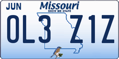 MO license plate OL3Z1Z
