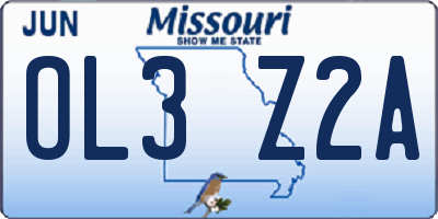 MO license plate OL3Z2A