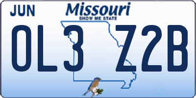 MO license plate OL3Z2B