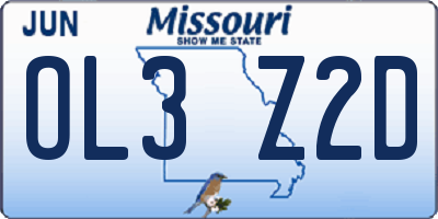 MO license plate OL3Z2D