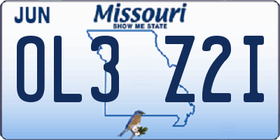 MO license plate OL3Z2I