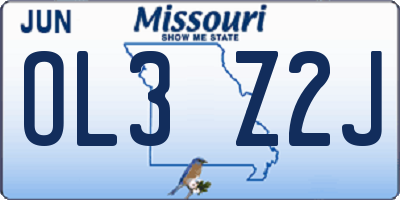 MO license plate OL3Z2J