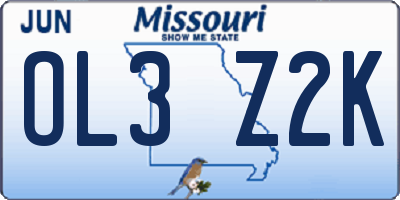 MO license plate OL3Z2K