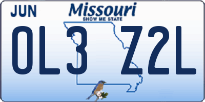 MO license plate OL3Z2L