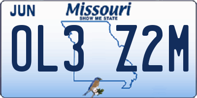MO license plate OL3Z2M