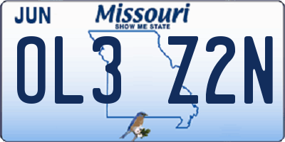 MO license plate OL3Z2N