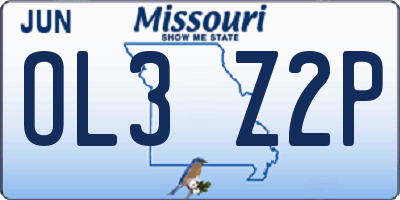 MO license plate OL3Z2P