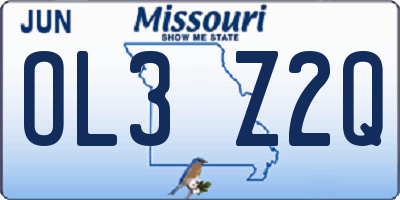 MO license plate OL3Z2Q