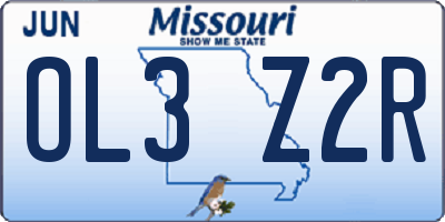 MO license plate OL3Z2R