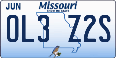 MO license plate OL3Z2S