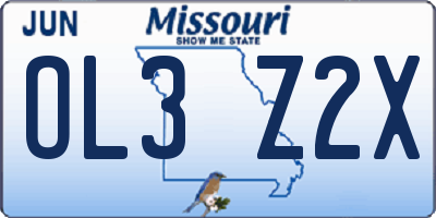 MO license plate OL3Z2X