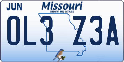 MO license plate OL3Z3A